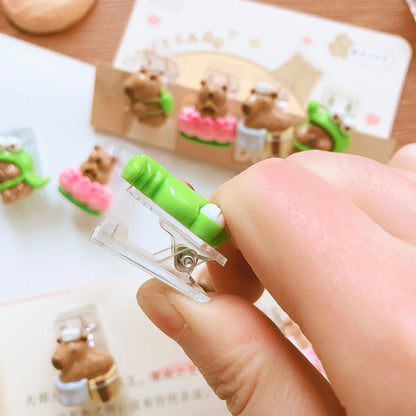 Cute Capybaras Acrylic Stationery Clip Set