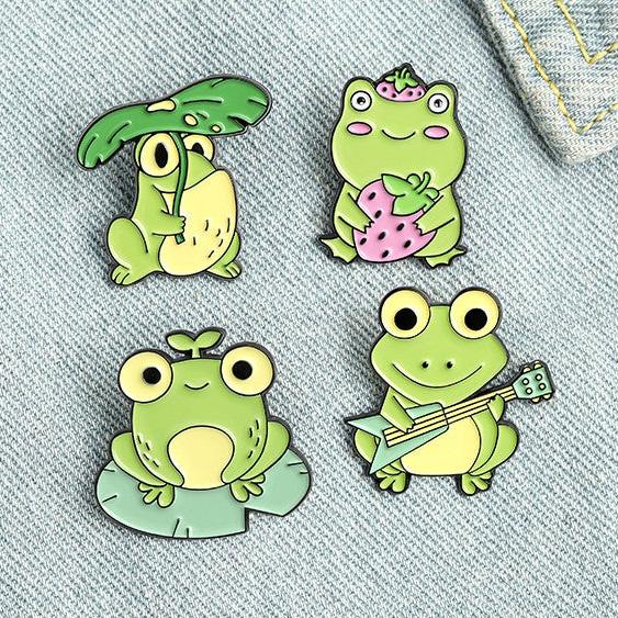 Cute Frogs 4pc Enamel Pin Set