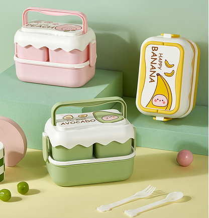 Cute Pastel Double-layer Bento Lunch Box