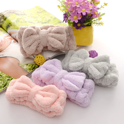 Plush Bow Makeup and Face Wash Headbands