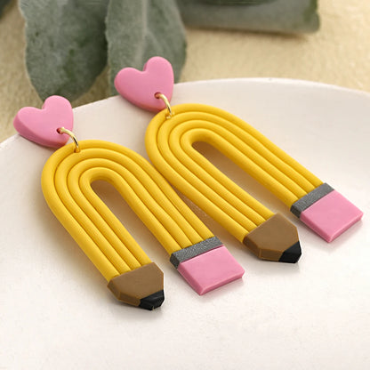 Handmade Polymer Clay Pencil Earrings