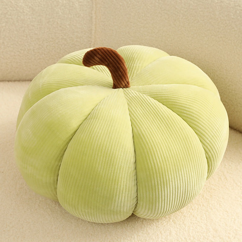 Plush Pumpkin Throw Pillow Yellow Green-Striped elastic v