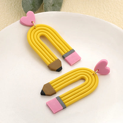 Handmade Polymer Clay Pencil Earrings