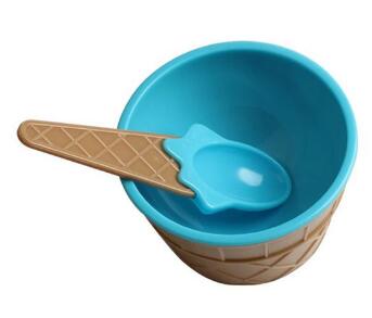 Ice Cream Cone Shaped Ice Cream Bowls Blue