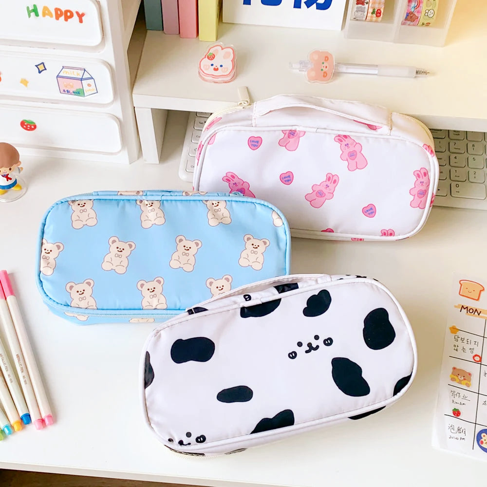 Cute Animal Print Canvas Pencil Case