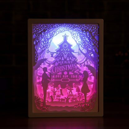 Paper Carving LED Night Lights Merry Christmas