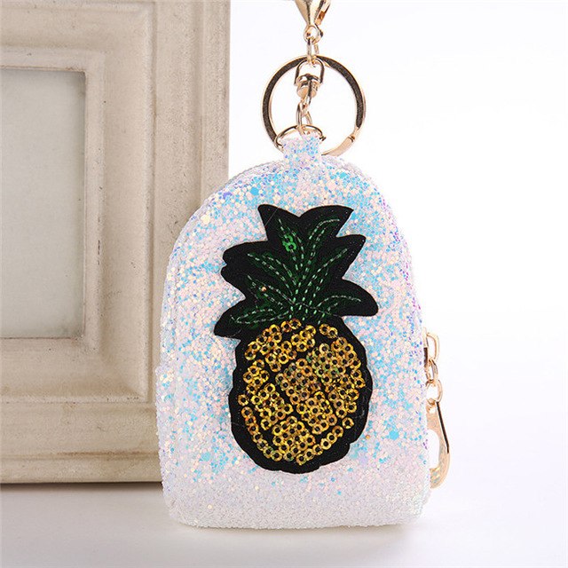 Mini Pineapple Backpack Keychain White