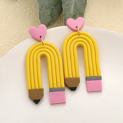 Handmade Polymer Clay Pencil Earrings