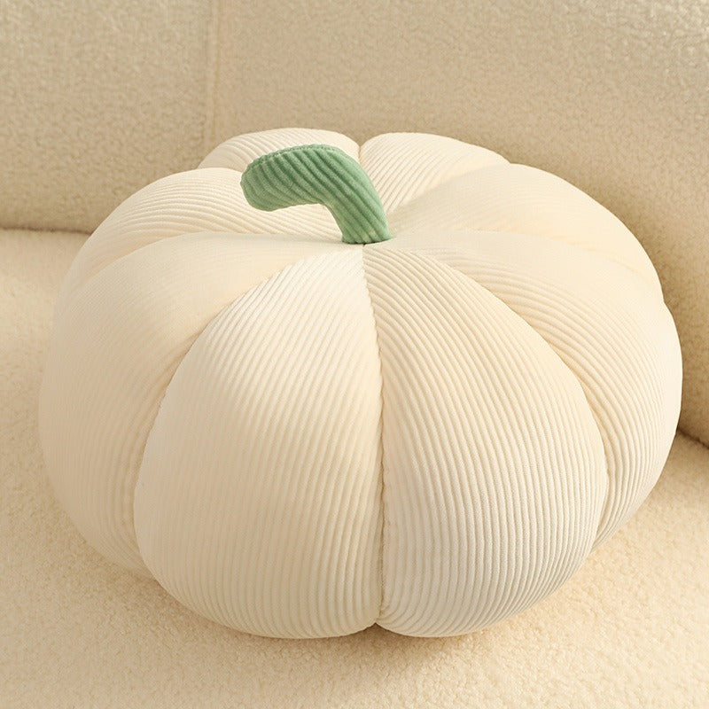 Plush Pumpkin Throw Pillow Off white-Striped elastic velv