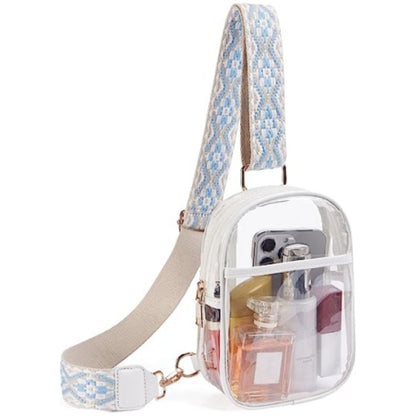 Clear Handbag with Woven Strap