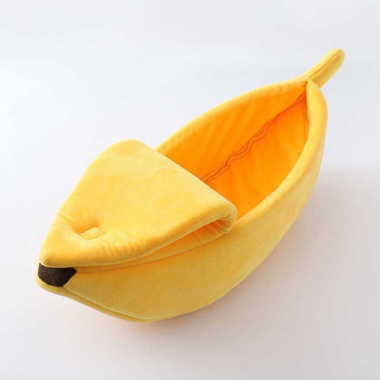 Banana Shaped Cozy Bed for Small Pets Yellow