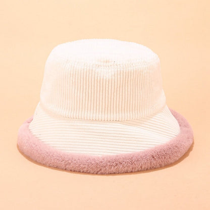 Corduroy Fur Rimmed Bucket Hat