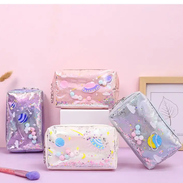 Holographic Glitter Shaker Toiletry Bag