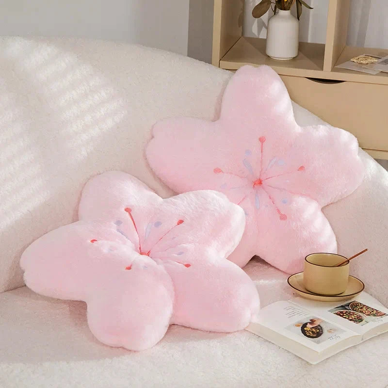 Pink Sakura Plush Throw Pillow