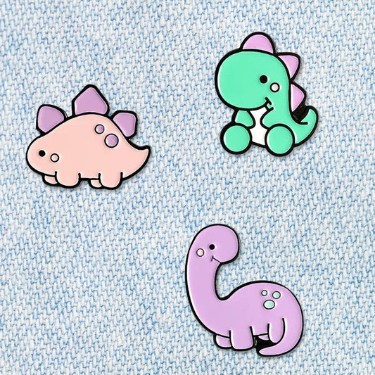 Cute Chubby Dinosaurs Enamel Pin Set