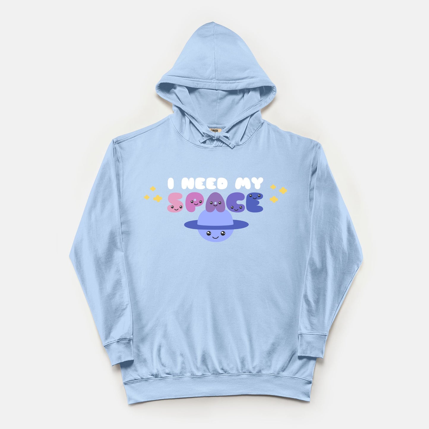 I Need My Space Comfort Colors Lightweight Hooded Sweatshirt Hydrangea