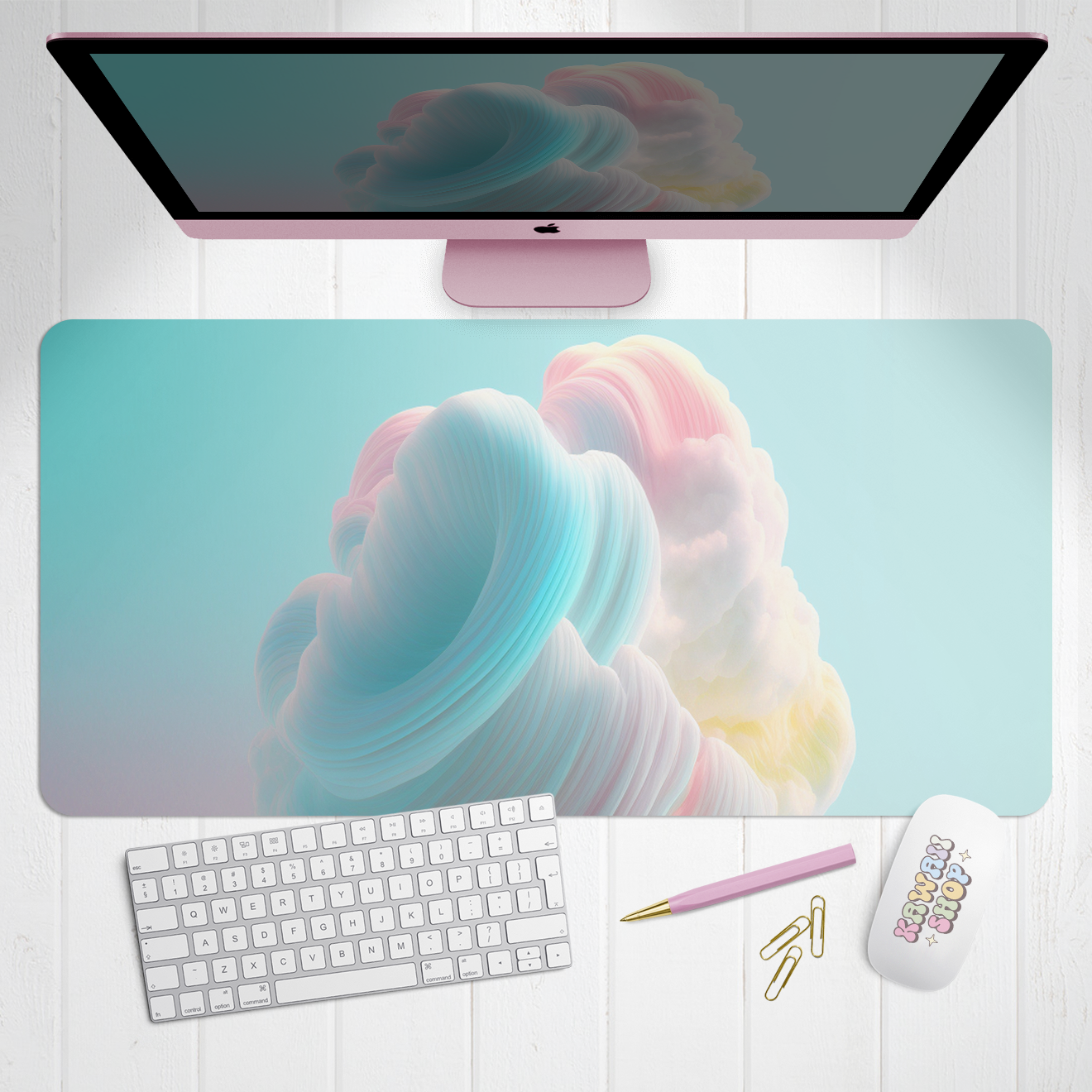 Cotton Candy Cloud X-Large Desk Mat Gaming Mousepad 18x36"