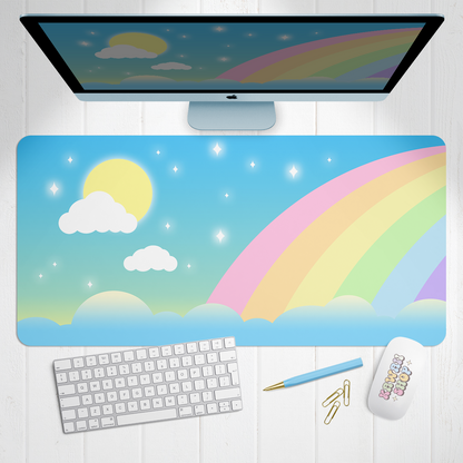 Daytime Rainbow X-Large Desk Mat Gaming Mousepad 18x36"