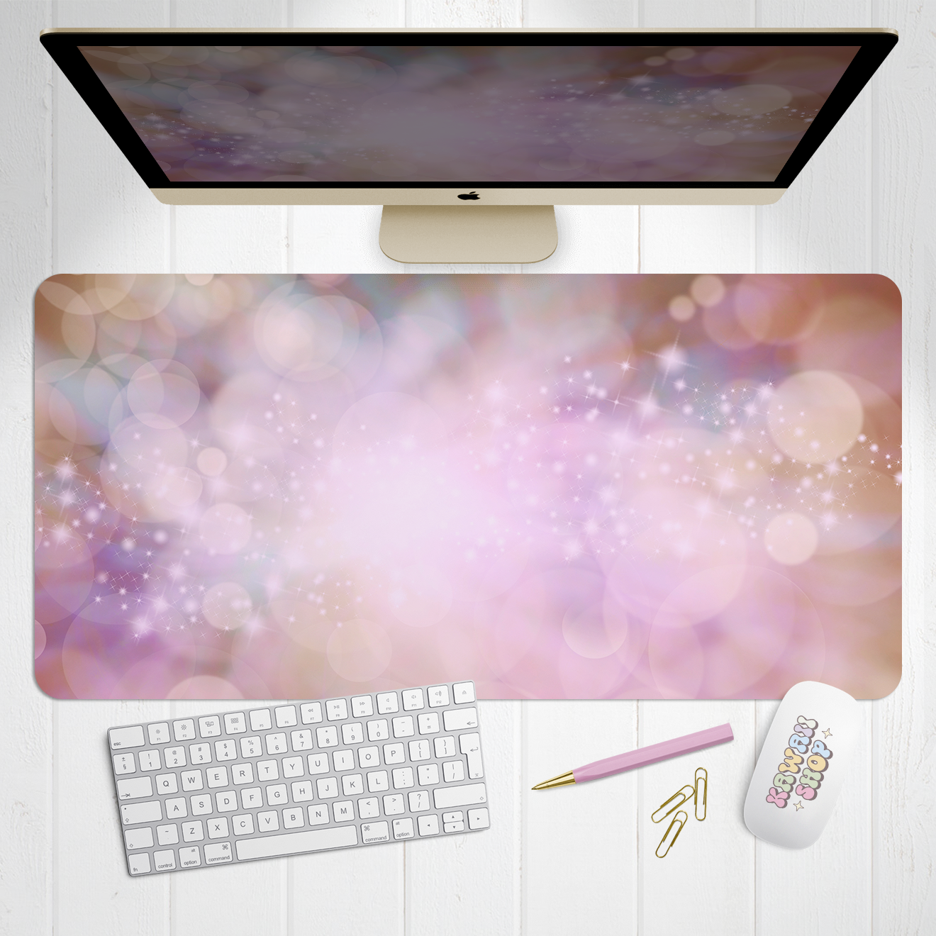 Pastel Bokeh X-Large Desk Mat Gaming Mousepad 18x36"