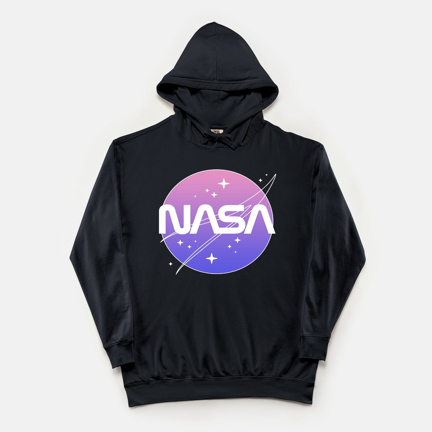 NASA Gradient Comfort Colors Lightweight Hooded Sweatshirt Black