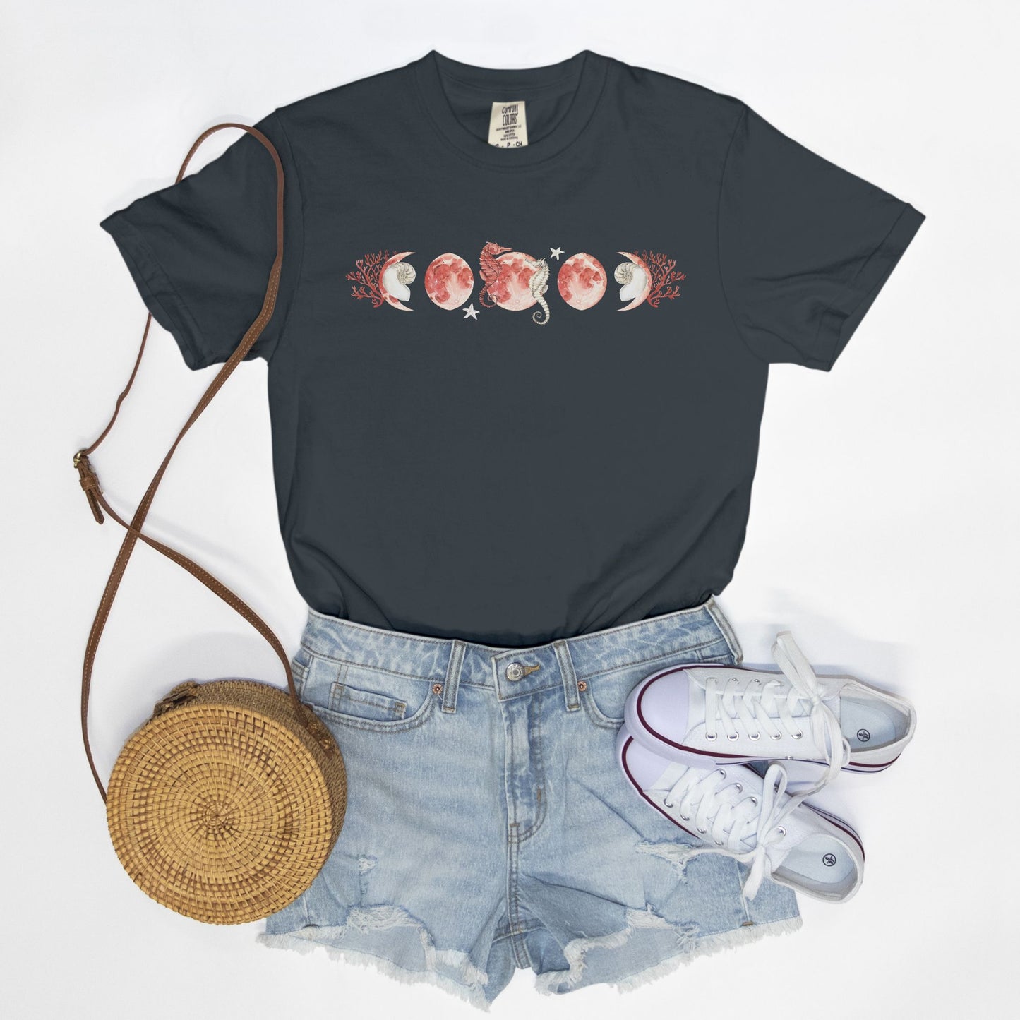 Coral Moon Phases Comfort Colors Tee