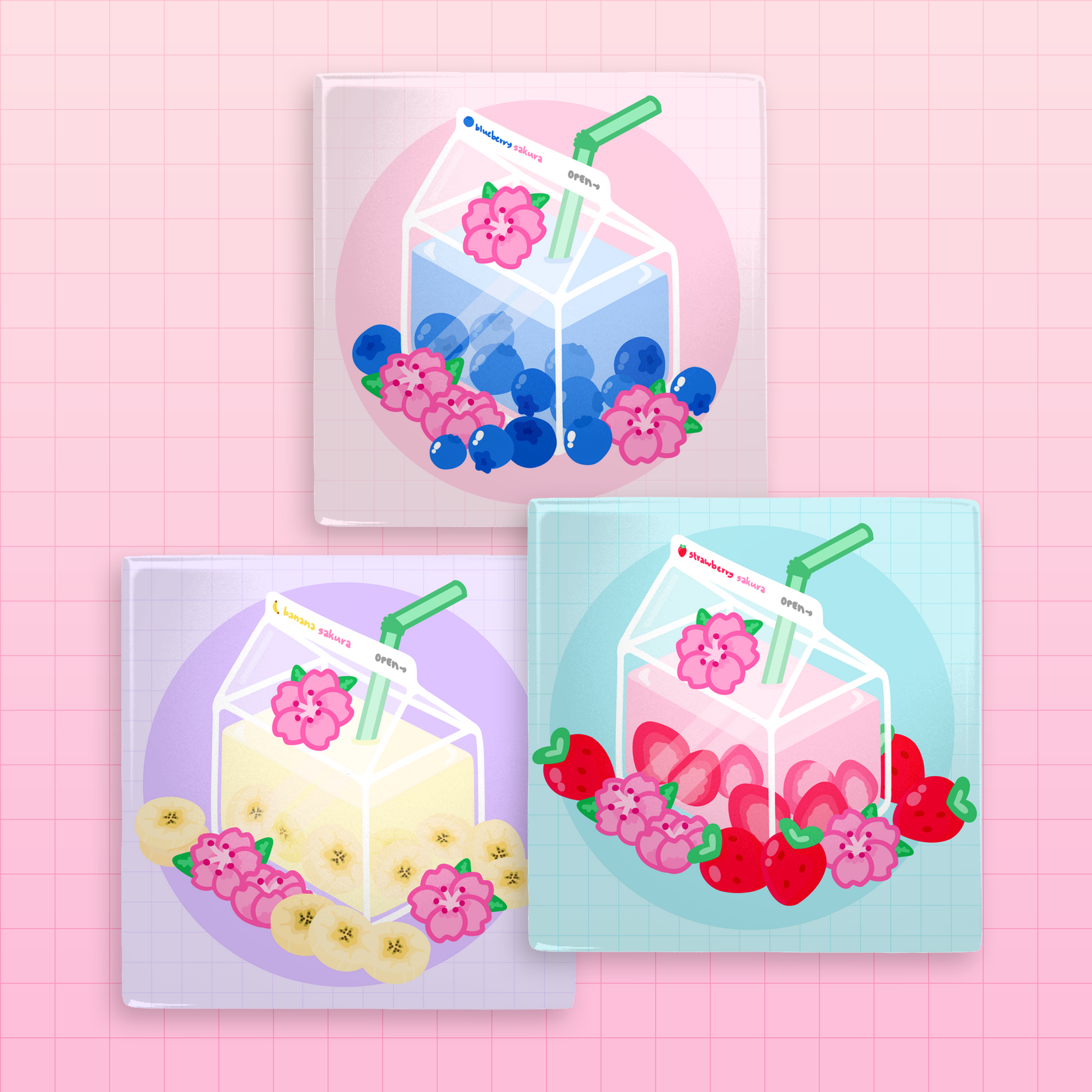 Sakura Milk Cartons Magnet Set