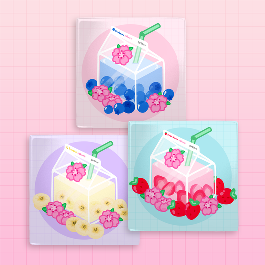 Sakura Milk Cartons Magnet Set 2x2 inch, 3 Pack
