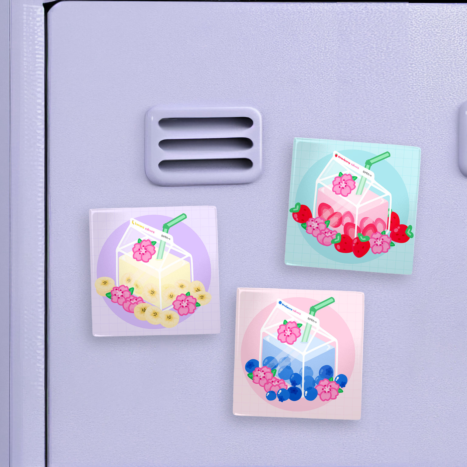 Sakura Milk Cartons Magnet Set