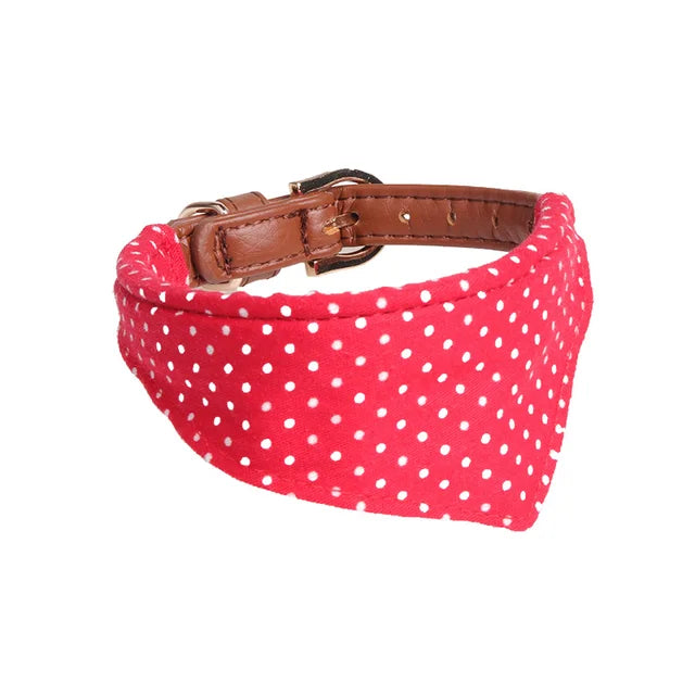 Red Polka Dot Dog Collar Bow Tie and Leash Red Bandana