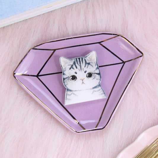 Gray Kitten Acrylic Lapel Pin