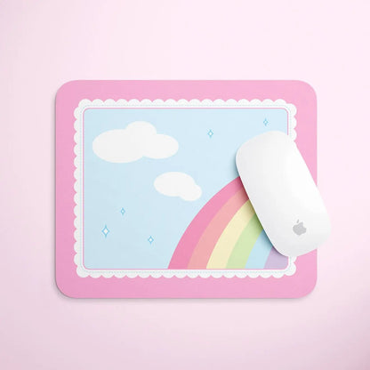 Kawaii Clouds Pastel Rainbow Mousepad