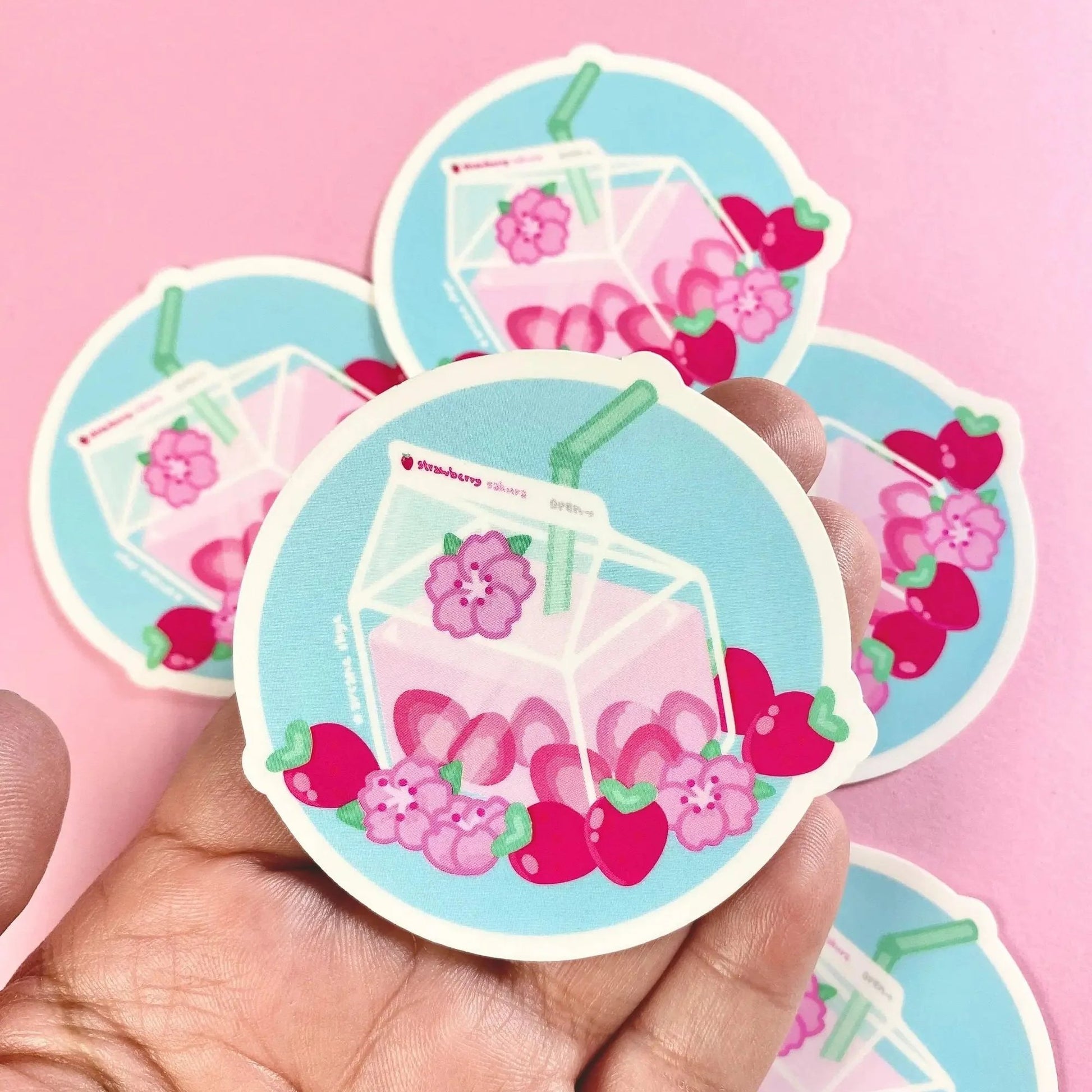 Strawberry Sakura Milk Vinyl Sticker