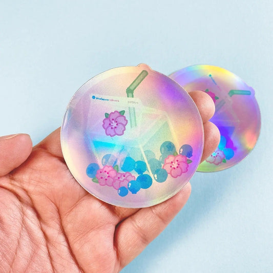 Holographic Blueberry Sakura Milk Vinyl Sticker