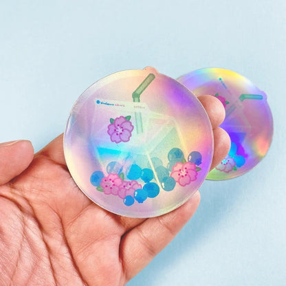 Holographic Blueberry Sakura Milk Vinyl Sticker